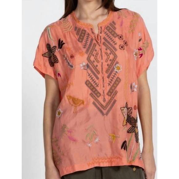 NEW JOHNNY WAS perla blouse in peach